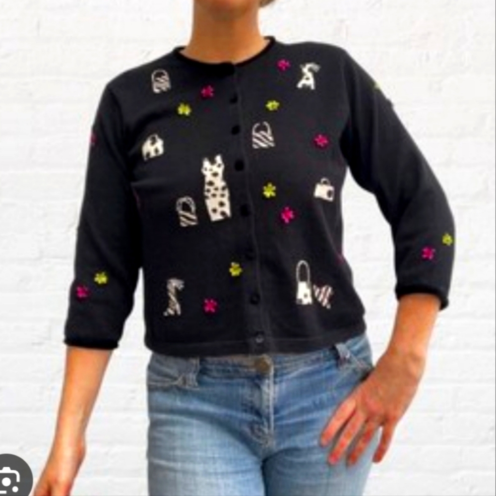 MARISA CHRISTINA Women's Black‎ Patterned Sweater